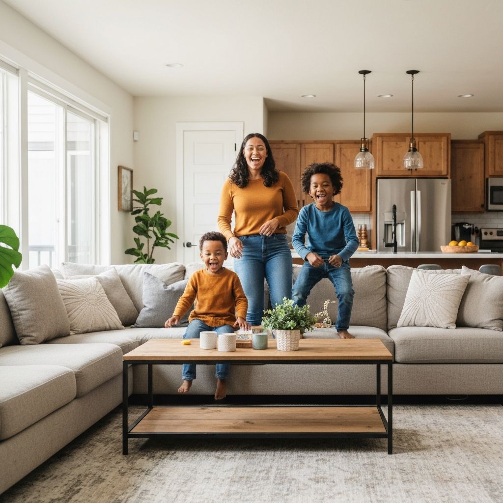 Happy tenant family in well-maintained Indianapolis rental property