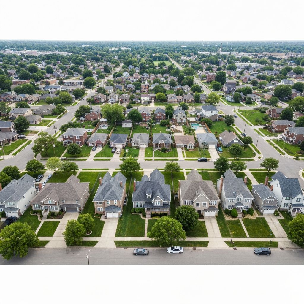 Aerial view of Indianapolis neighborhoods with rental investment potential
