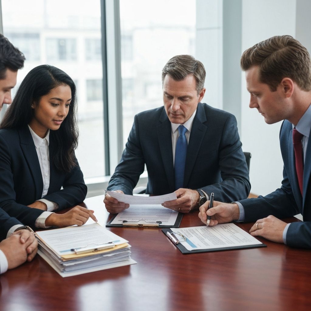 Property manager reviewing tenant screening application and documents