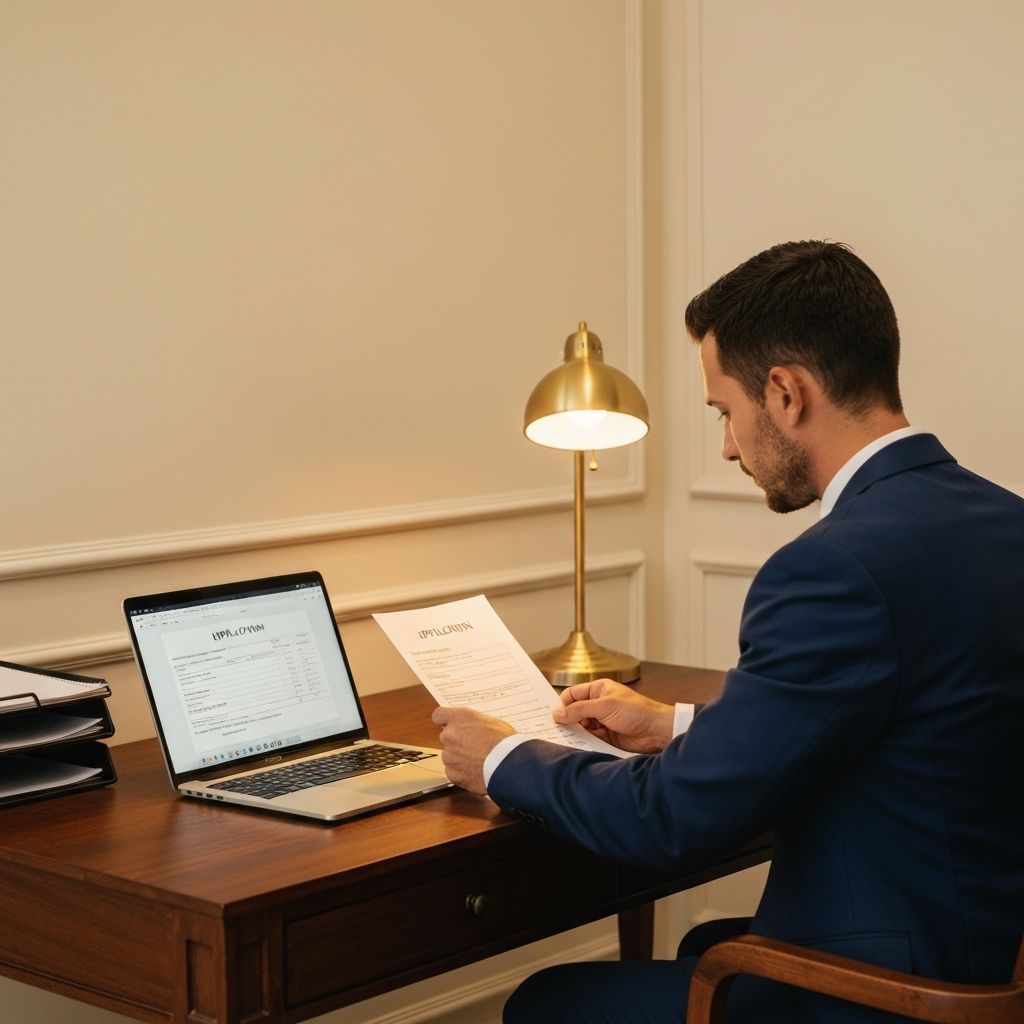 Young professional reviewing rental application documents