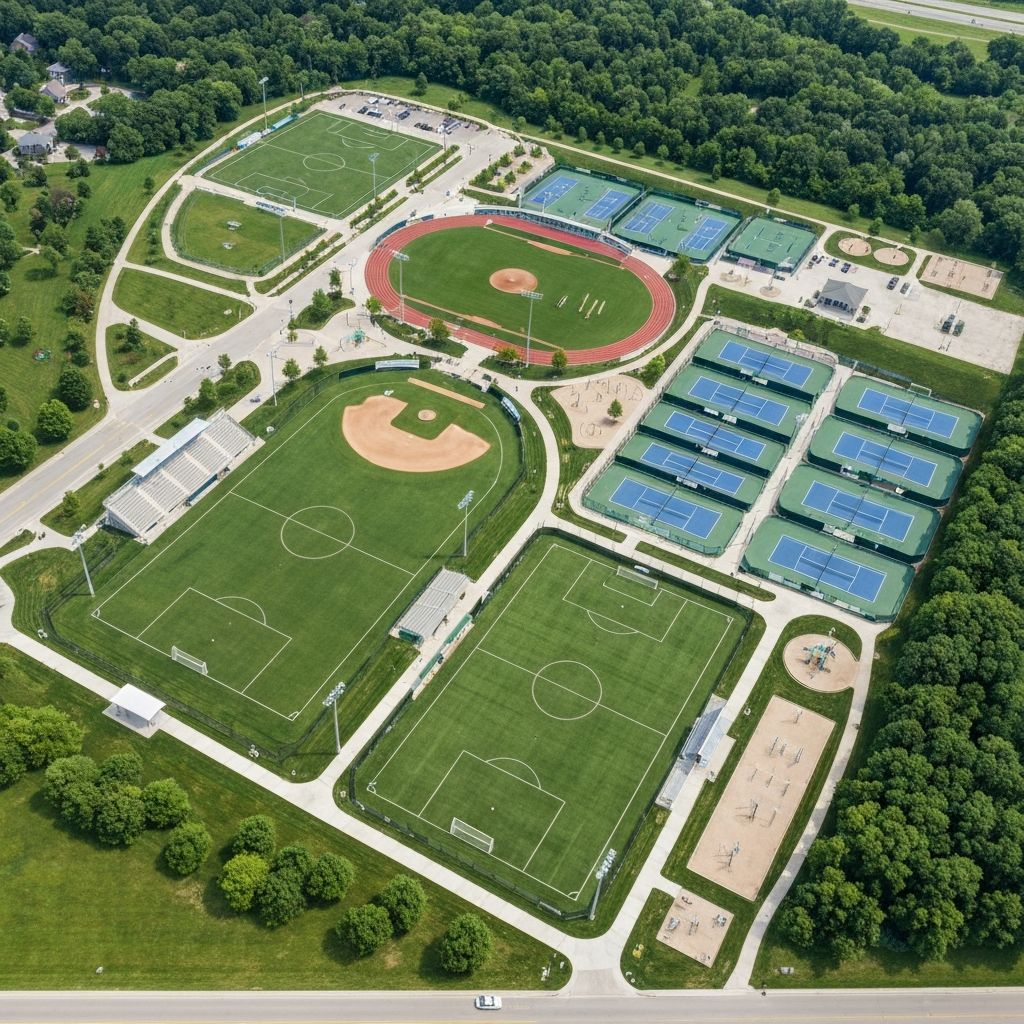 Westfield Indiana Grand Park Sports Campus aerial view - rental property investment guide